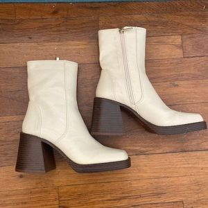 Cream and brown Nasty Gal ankle boots, size says 4/37 but fits like a size 6